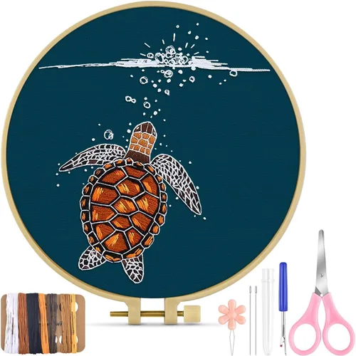 Vista 8 de TINDTOP Kit de Bordado para Principiantes Adultos, Kit de Bordado de Pájaros para Principiantes, Incluye Tela de Bordado Aros Hilos para Amantes
