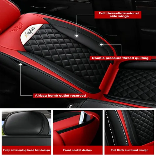 Vista 6 de Aoyade Car Seat Covers Fit for X1 Durable PU Leather Cushion Covers for 5 Seats Vehicle, Auto Interior Accessories Airbag Compatible,Black