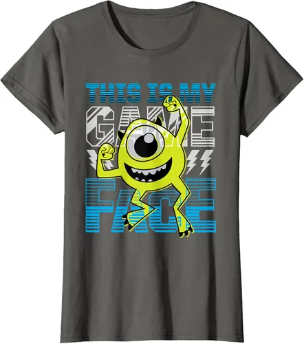 Vista 8 de Disney Pixar Monsters Inc. Mike Wazowski Game Face Camiseta Negro