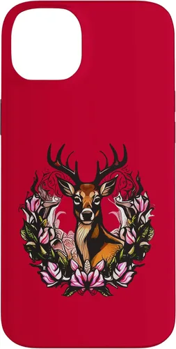 Vista 14 de Arkansas Deer with Antlers and Apple Blossom Tattoo Art Case for iPhone 17