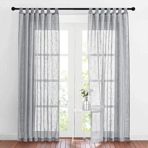 Vista 13 de RYB HOME - Cortinas de lino con textura transparente, 2 paneles
