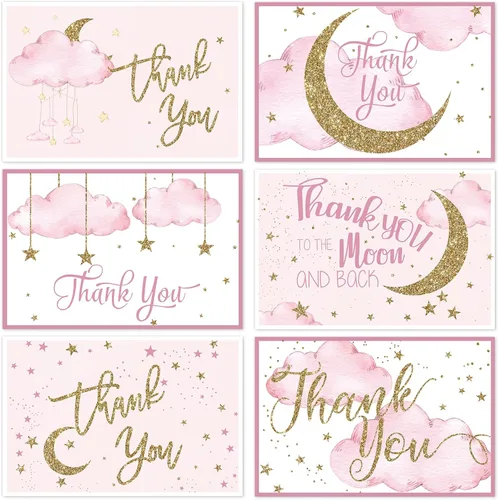 Vista 9 de Whaline Greenery - Tarjetas de agradecimiento a granel, paquete de 36 tarjetas de felicitación de eucalipto de papel dorado con sobres, calcomanías