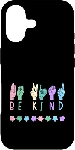 Vista 32 de Sign Language Be Kind Kindness ASL Pastel Pink Purple Blue Case for iPhone 16