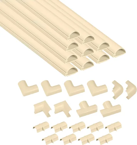 Vista 14 de D-Line Kit Ocultador de Cables de 157 pulgadas, Cubierta de Cable Patentada, Oculta Cables en la Pared, Canal para Cables de Montaje de TV Beige
