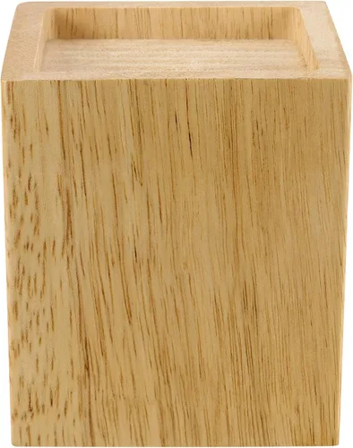 Vista 5 de SINJEUN Paquete de 4 elevadores de madera maciza de 4 pulgadas, elevadores de muebles de madera cuadrada natural, extensores de madera para mesa