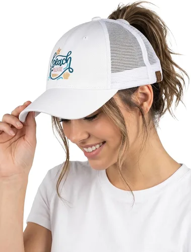 Vista 77 de Funky Junque - Sombrero de cola de caballo para mujer, gorra de béisbol con ajuste ajustable y cola de caballo alta cruzada para uso diario Paquete