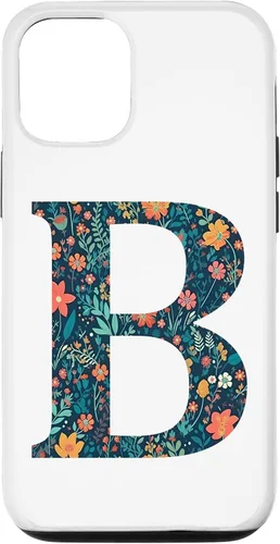 Vista 11 de iPhone 12 mini monograma iniciales floral letra B bonito patrón flores caso