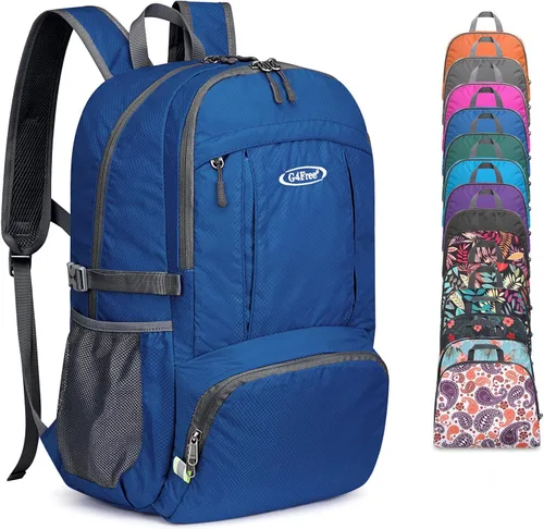 Vista 17 de G4Free - Mochila para senderismo ligera y plegable de 40L, mochila de viaje impermeable para el día a día Water-Resistant Polyamide