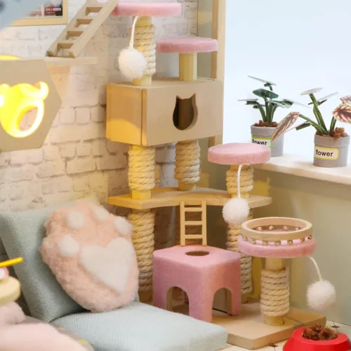 Vista 7 de MAGQOO Casa de muñecas en miniatura con muebles, kit de casa de muñecas de madera, casa pequeña, kit de casa de bricolaje, idea creativa