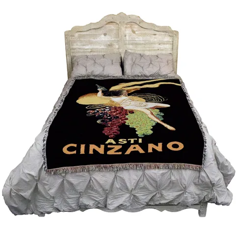 Vista 2 de Asti Cinzano - Manta vintage para póster de Leonetto Cappiello - Tapiz de regalo de arte fino tejido de algodón, fabricado en los Estados Unidos