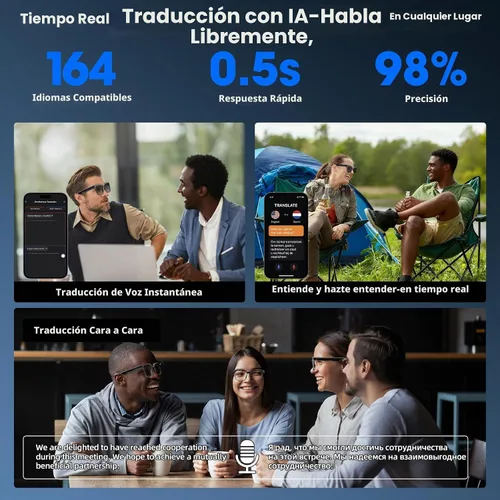Vista 5 de Gafas inteligentes AI con cámara, video 4K, asistente de IA, traducción en Altavoces de oído abierto, llamadas Bluetooth, reconocimiento de objetos