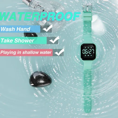 Vista 5 de Reloj de contador de pasos para niños, podómetro digital, reloj de pulsera con rastreador de fitness, reloj deportivo impermeable, para niños, niñas