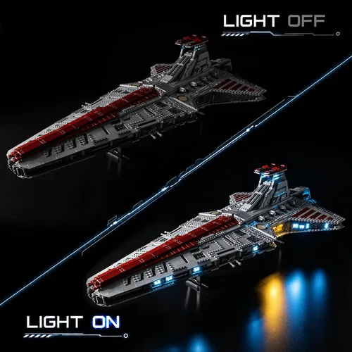 Vista 2 de Kyglaring Kit de luces compatible con bloques de construcción Lego Star Wars Venator 75367, accesorios de iluminación mejorados para Class Republic