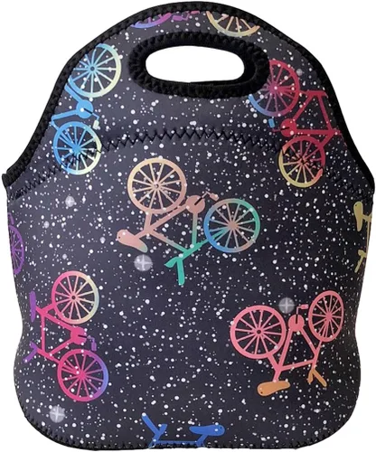 Vista 11 de allydrew Bolsa de almuerzo de neopreno aislada con cremallera para lonchera, plátanos y rayas