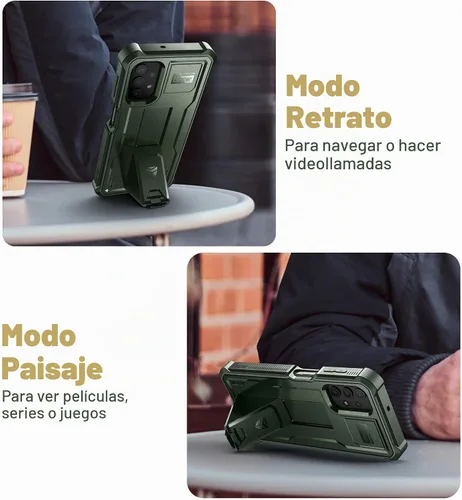 Vista 4 de Dexnor Funda para Samsung Galaxy A32 5G, [protector de pantalla y soporte integrados] Protección de grado militar resistente a prueba de golpes