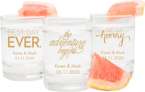 Vista 10 de WEDDINGSTAR Vaso de chupito personalizado de 2.5 oz de alto, impresión personalizable a todo color, 1 paquete (muestra)