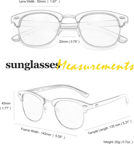 Vista 5 de KISSUN Gafas de sol polarizadas negras semi sin montura para hombre gafas de sol clásicas retro de media montura para conducción 100 bloqueo UV