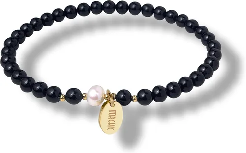 Vista 17 de Morchic - Pulsera elástica con cuentas de gemas naturales de 4 mm para mujeres, con perlas de agua dulce, regalo de cumpleaños de gemas energéticas