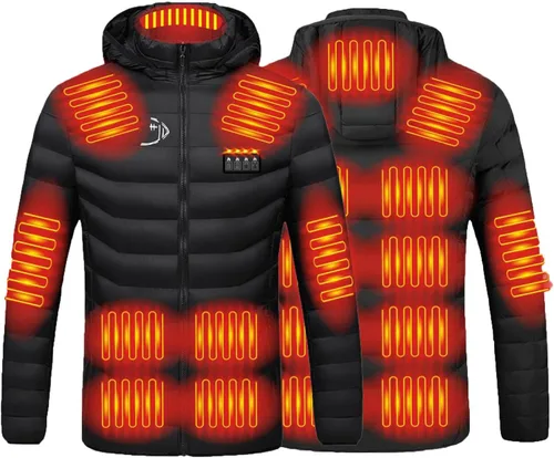 Vista 3 de Chaqueta térmica ligera con bolsillos para hombre y mujer, con capucha para invierno, con carga USB, abrigo térmico