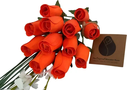 Vista 16 de Ramos originales de rosas de madera en 1, 2, o 3 docenas, Madera de abedul, Completamente negro, 1 Docena