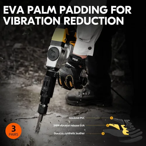 Vista 5 de Vgo... Guantes de trabajo para hombre, resistentes y antiimpactos, guantes de seguridad antivibraciones para conductores de aparejadores
