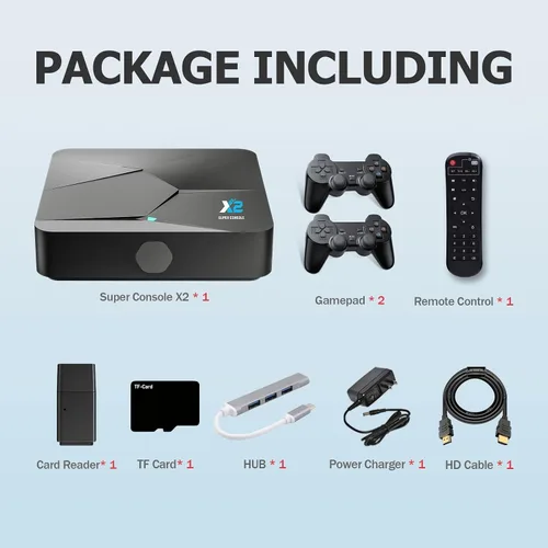 Vista 7 de Bearway Super Console X2 Retro Video Game Consoles 100,000+ Games 60+Emulators 2 Systems in 1GamesTV Audio 4K HD Output with 2 Controllers