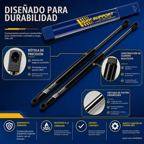 Vista 6 de Tuff Support Soportes de elevación del capó delantero de 2 piezas (2008-2011) Toyota Sequoia, (2007-2012) Toyota Tundra