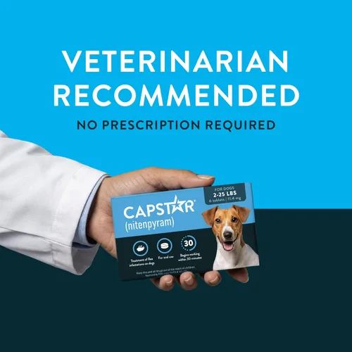 Vista 5 de Capstar (Nitenpyram) Tratamiento oral de pulgas de acción rápida para perros de 2 a 25 libras, tabletas de medicamentos recomendadas por