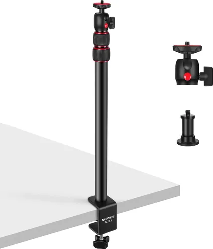 Vista 10 de NEEWER Soporte de cámara superior con clip para teléfono, abrazadera de 22"/56cm en brazo de sujeción flexible para soporte de escritorio, ajustable