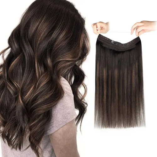 Vista 14 de Sassina Extensiones de Cabello con Alambre Invisible Cabello Humano Real con Alambre Transparente Tamaño Ajustable Clips Seguros Naturales Liso