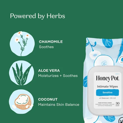 Vista 7 de The Honey Pot Company - Paquete de almohadillas posparto, lavado y toallitas femeninas sensibles - Productos femeninos de higiene natural