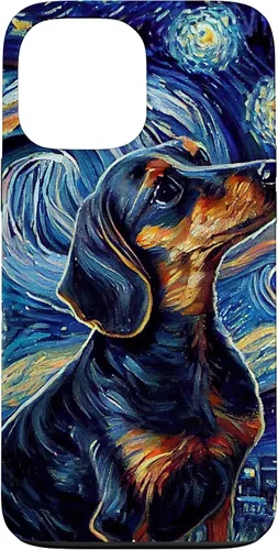 Vista 23 de Funda para iPhone 16 Starry Night Famoso Estilo de Pintura Dachshund