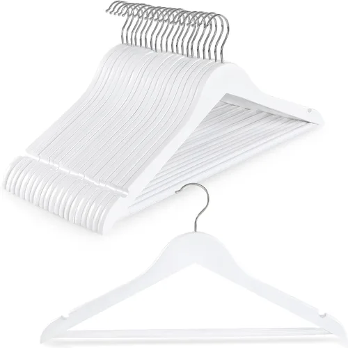 Vista 10 de TOPIA HANGER Perchas de Madera para Abrigos Paquete de 30, Perchas de Madera Vintage para Trajes con Barra Antideslizante para Pantalones, Gancho