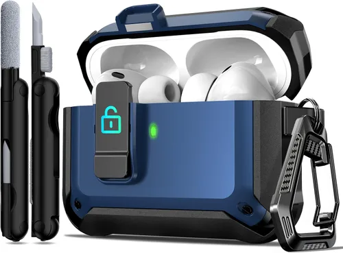 Vista 113 de R-fun Funda de carga compatible con AirPods de 2ª generación 2019, 1ª generación 2016, protección completa contra caídas, tapa desplegable