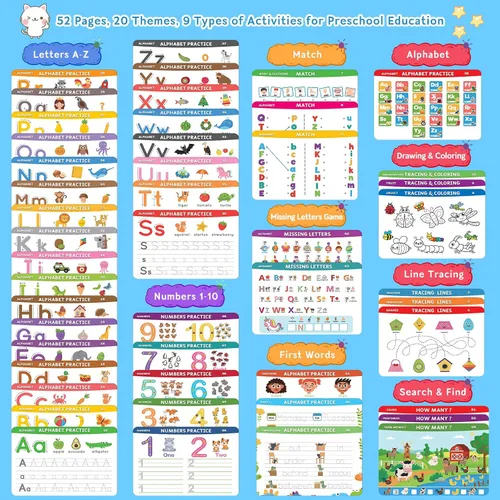 Vista 3 de Libro de trabajo educativo de actividades de aprendizaje preescolar: libros de trazado de escritura a mano preescolar Materiales de aprendizaje