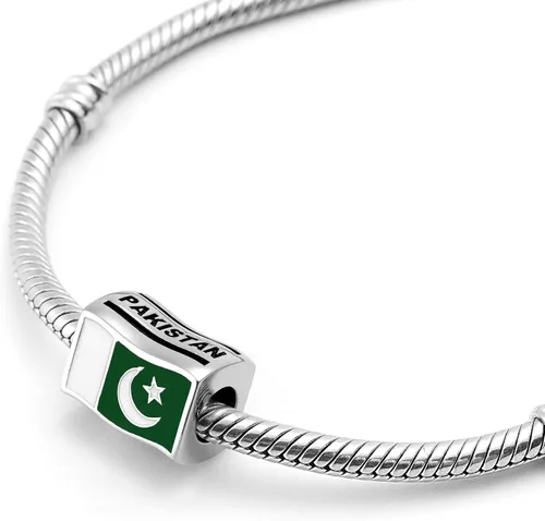Vista 2 de Bolenvi Dije de cuentas de banderas de país compatible con Pandora y pulseras similares, collares y joyas de bricolaje - Abalorios de plata de ley
