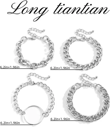 Vista 59 de Long tiantian Pulsera de oro gruesa para mujer, pulseras de oro delicadas, pulseras para mujer, pulseras apilables de eslabones de cadena