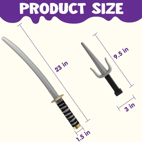 Vista 7 de Spooktacular Creations Ninja Swords, Backpack Weapon Toy Set with Swords and Knives for Kids, Ninja Costume Accessories for Cosplay, Dress-up Party