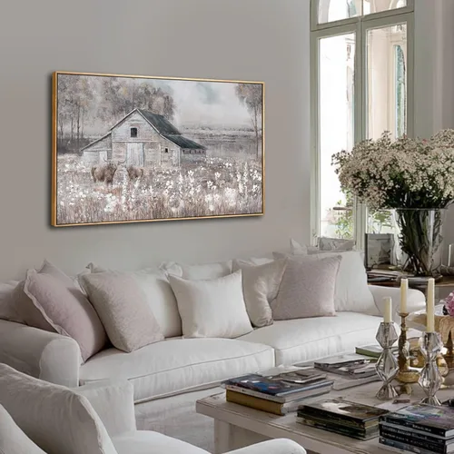 Vista 13 de SDYA Lienzo decorativo de paisaje para pared, impresiones fotográficas de animales, blanco y marrón, decoración para colgar en la pared, 24 x 48