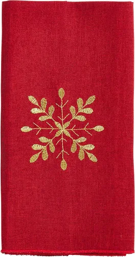 Vista 17 de Saro Lifestyle Camino de mesa bordado con diseño de copo de nieve, rojo, 16 x 120 pulgadas