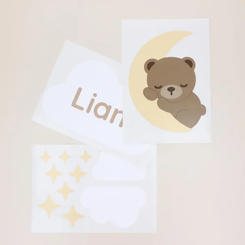 Vista 4 de Calcomanías de puerta personalizadas para habitación de niños, calcomanías de pared con nombre personalizado para decoración de habitación de bebés