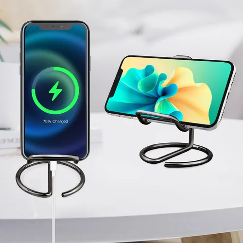 Vista 4 de Soporte de teléfono celular para escritorio, soporte de metal pequeño para teléfono celular, soporte para pantalla de teléfono celular, base