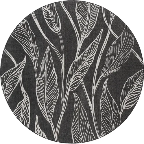 Vista 17 de Unique Loom Outdoor Botanical Collection Alfombra de área - Hoja (1.6 m x 2.4 m Rectangular, Carbón Marfil)