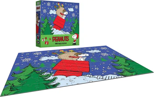 Vista 6 de RoseArt - Peanuts - Entrega de Navidad de Snoopy - Rompecabezas de 100 piezas para niños y adultos