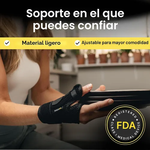 Vista 3 de Muñequera ortopédica BraceUP con férula de pulgar, para mano derecha o izquierda, para mujeres y hombres, CMC con soporte de pulgar, para artritis