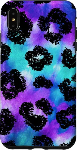 Vista 11 de iPhone 16 Purple Turquoise Black Leopard Tie Dye Print Cheetah Pattern Case