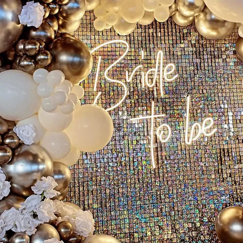 Vista 7 de Realife Fondo de pared brillante con 24 paneles de lentejuelas iridiscentes para decoración de bodas, fiestas, cumpleaños