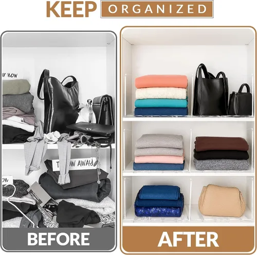 Vista 7 de Organizador de bolsas y bolsos ajustables para clóset Divisores de estantes transparentes para organización del armario, separador vertical