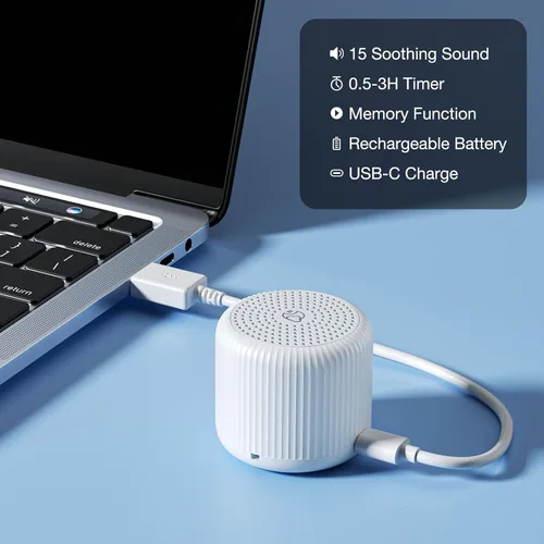 Vista 6 de LEICEX - Máquina de sonido portátil para bebés y adultos, máquina de sonido de viaje, 15 temporizadores de sonido sin bucle y reproducción