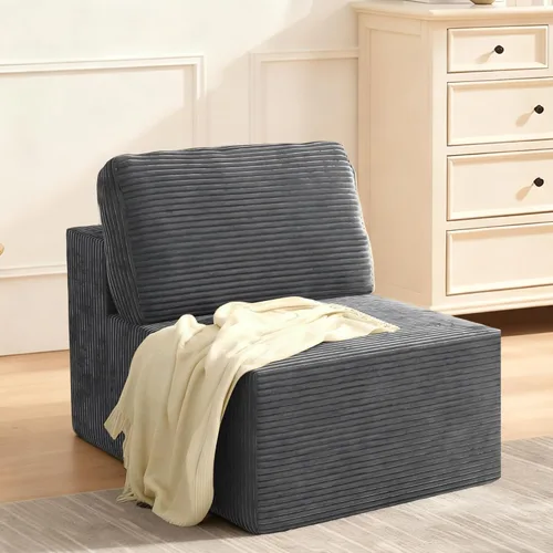 Vista 54 de Furnify Sofá modular tapizado de espuma de 30", Sofá de piso tapizado con almohada, Silla puf para dormitorio y sala de estar, No requiere